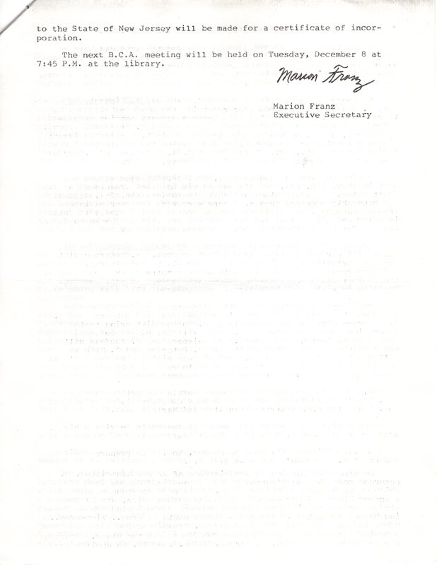 Bergenfield Council for the Arts minutes November 4 1981 P2.jpg