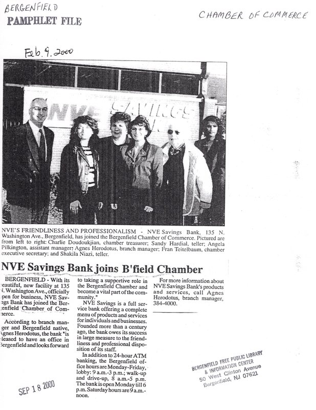 NVE Savings Bank Joins Bfield Chamber newspaper clipping Feb 9 2000.jpg