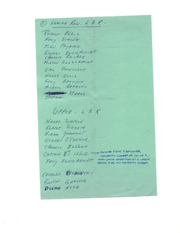 Bergenfield Fire Company No.2 with handwritten list of fire company members, undated.jpg