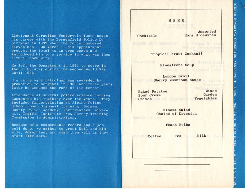 Lt Cornelius Westervelt Tuers Dinner program 1969 2.jpg