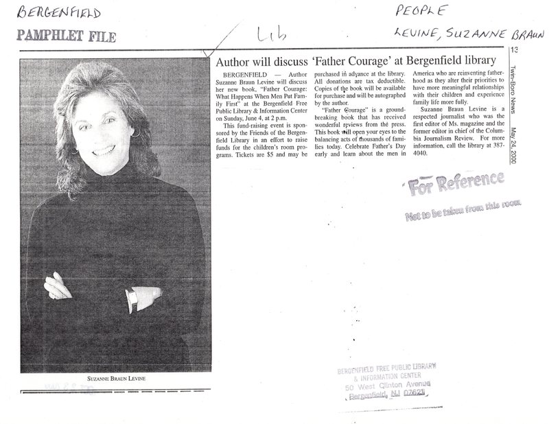 Levine Suzanne Braun Author will discuss Father Courage at Bergenfield library May 24 2000.jpg