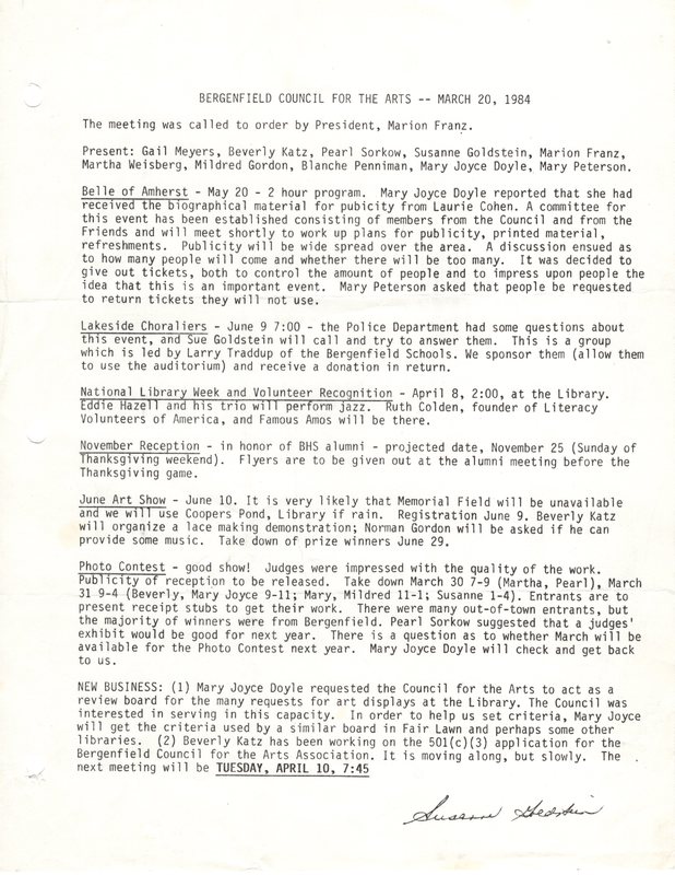 Bergenfield Council for the Arts minutes March 20 1984.jpg