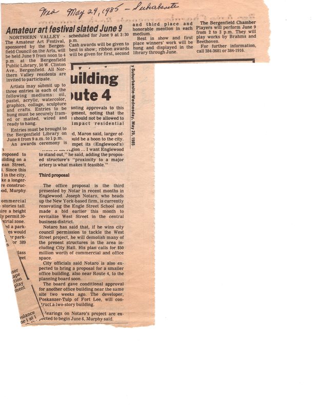 Amateur Art Festival Slated June 9 newspaper clipping Suburbanite May 29 1985.jpg