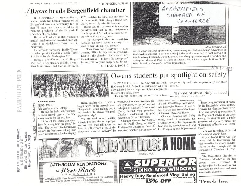 Bazaz Heads Bergenfield Chamber newspaper clipping April 2002.jpg