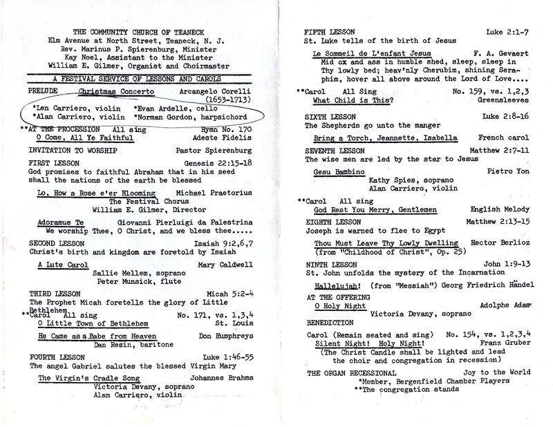 Community Church of Teaneck Candlelight Service of Music December 24, 1980 Pages 2 & 3.jpg