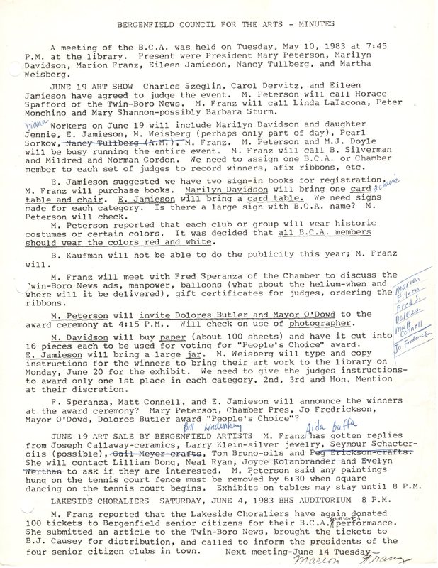 Bergenfield Council for the Arts minutes May 10 1983.jpg