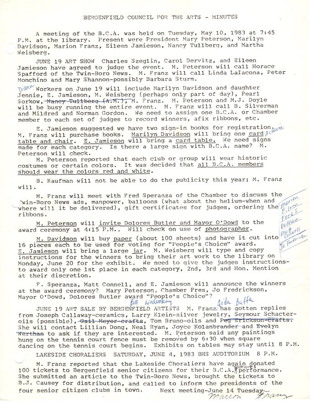 Bergenfield Council for the Arts minutes May 10 1983.jpg