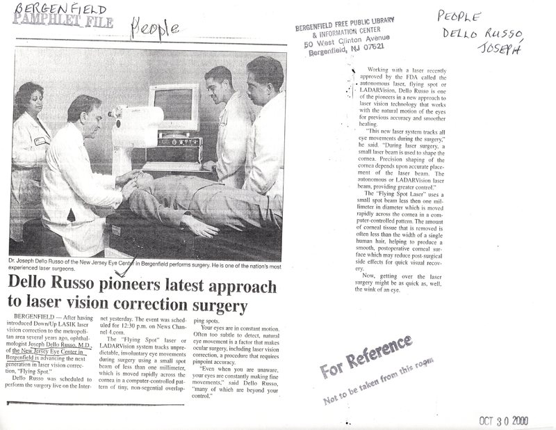 Dello Russo Joseph Dello Russo Pioneers Latest Approach to Laser Vision Correction Surgery Oct 30 2000.jpg