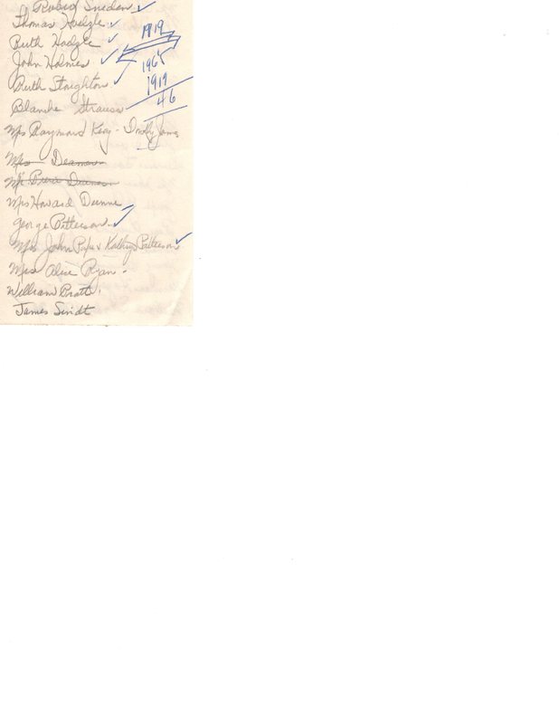 Handwritten and typed list of 50 year Bergenfield residents draft P7 front.jpg