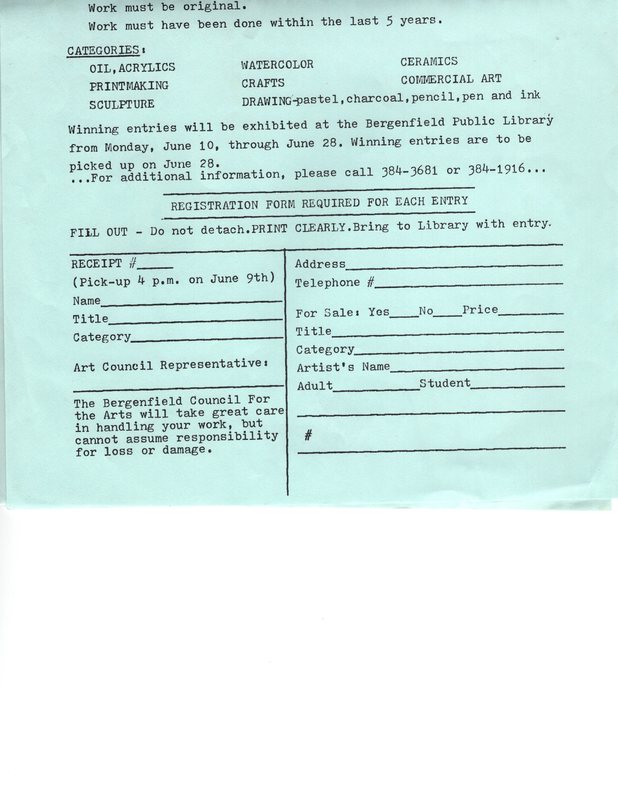 23rd Annual Amateur Art Festival application June 9 1985 P1 bottom.jpg