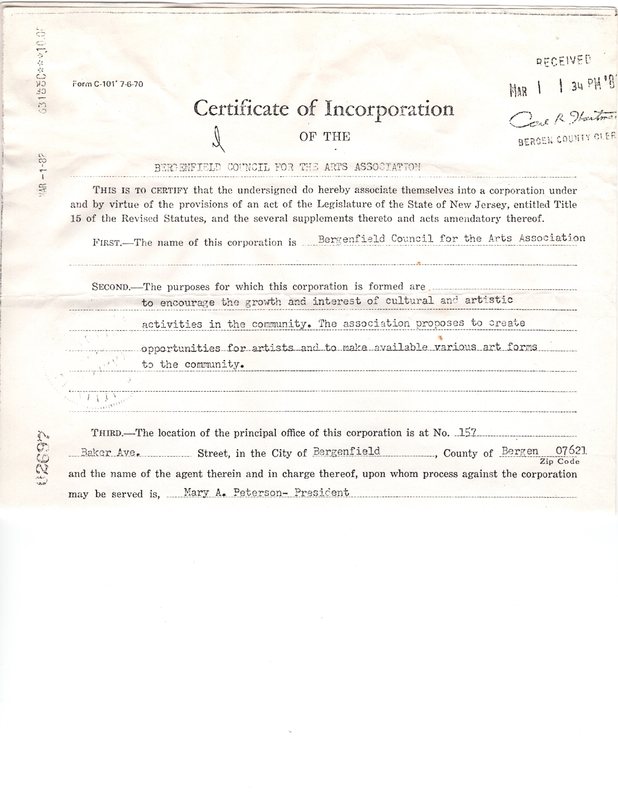 Bergenfield Council for the Arts certificate of incorporation P2 top.jpg