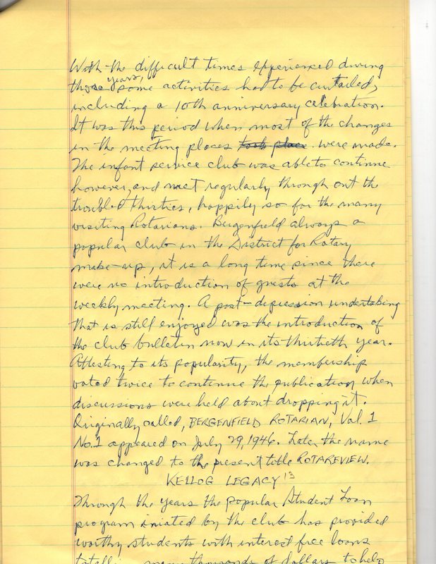 Dedication Bergenfield Rotary ClubHalf a Century of Service 1925 thru1975 10 pages of handwritten notes 5.jpg