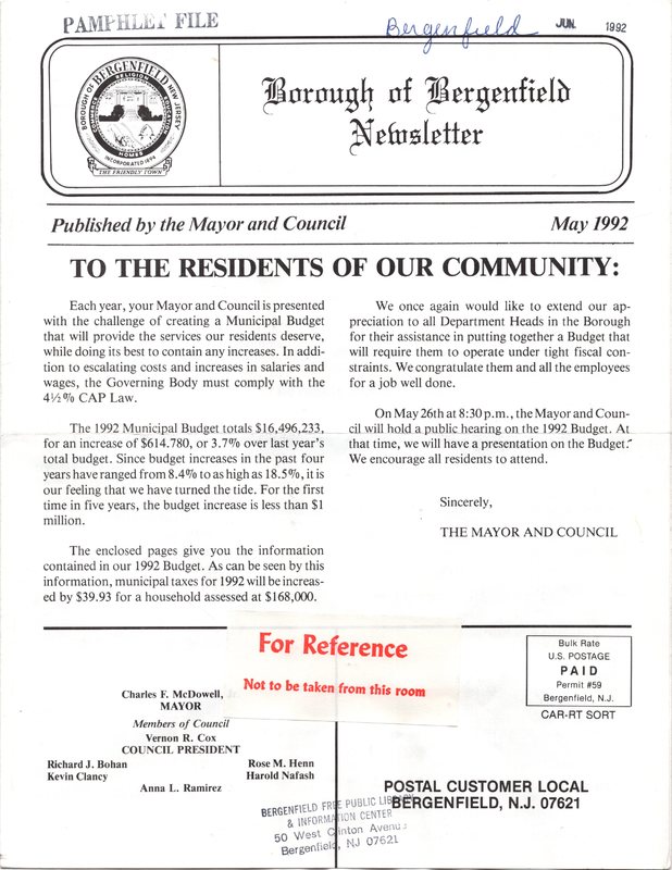 Bergenfield Newsletter May 1992 1.jpg