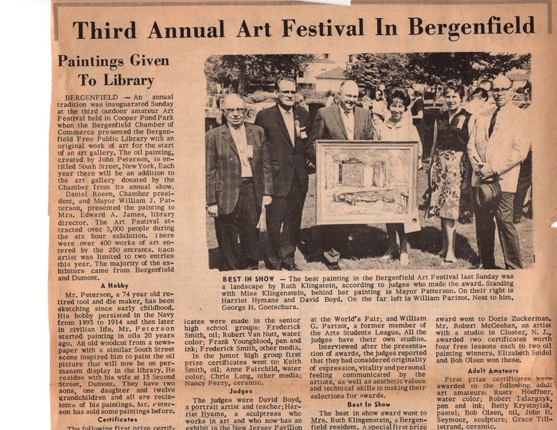 Third Annual Art Festival in Bergenfield The Press Journal newspaper clipping May 26 1965.jpg