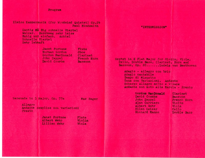 Program for the Bergenfield Chamber Players Concert at the Bergenfield Public Library June 28 1981 Pages 2 & 3.jpg