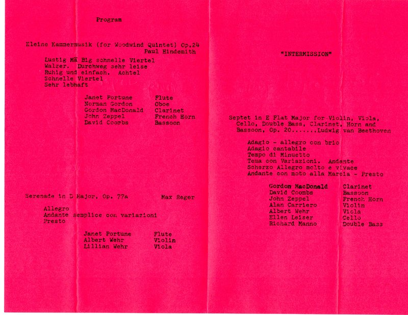 Program for the Bergenfield Chamber Players Concert at the Bergenfield Public Library June 28 1981 Pages 2 & 3.jpg