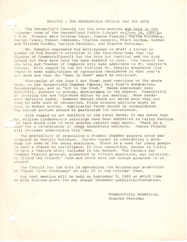 Bergenfield Council for the Arts minutes June 24 1980.jpg