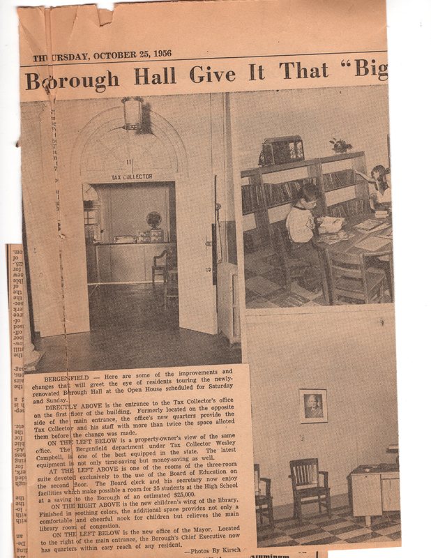 Renovations at Bergenfield Borough Hall Give It That Big City Look newspaper clipping Times Review Oct 25 1956 P1 middle.jpg