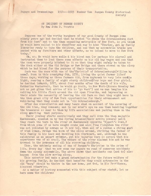 An Incident of Bergen County by Rev John D Voorhis Papers and Proceedings 1914 1915 No 10 Bergen County Historical Society P1.jpg