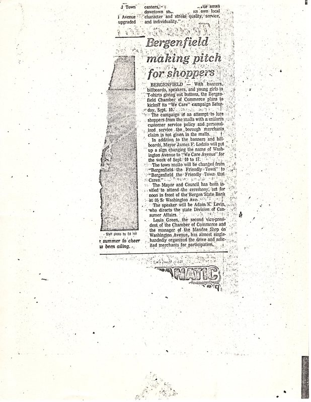Bergenfield Makes Pitch for Shoppers newspaper clipping undated.jpg