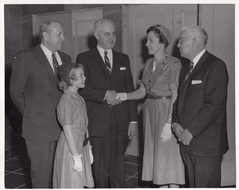 2 black and white photographs 8 x10 Mayor Hugh Gilson and Girl Scout representatives 2.jpg