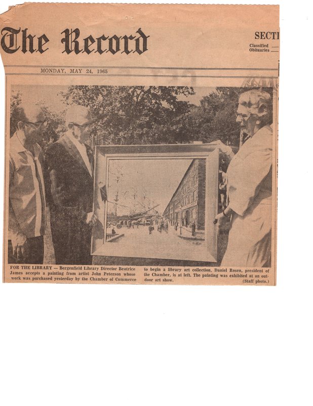 Chamber Donates Painting to Library The Record newspaper clipping May 24 1965 p1.jpg