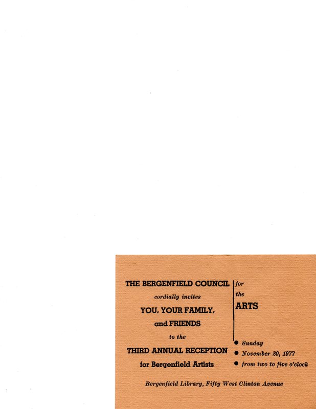 Bergenfield Council for the Arts Invitation, Nov. 20, 1977.jpg