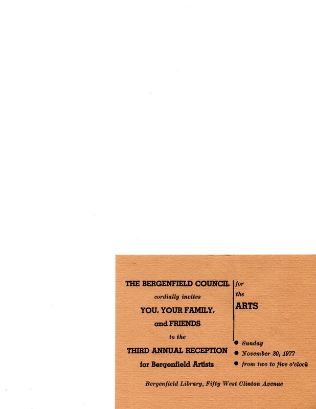 Bergenfield Council for the Arts Invitation, Nov. 20, 1977.jpg