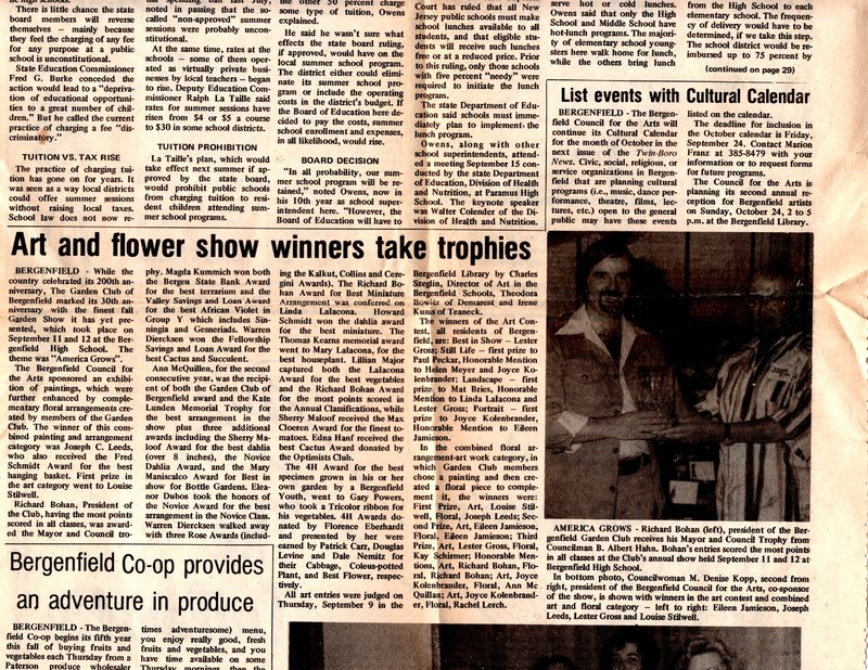 “Art and Flower Show Winners Take Trophies,” (newspaper clipping) Twin Boro News,.jpg