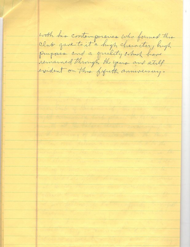 Dedication Bergenfield Rotary ClubHalf a Century of Service 1925 thru1975 10 pages of handwritten notes 2.jpg