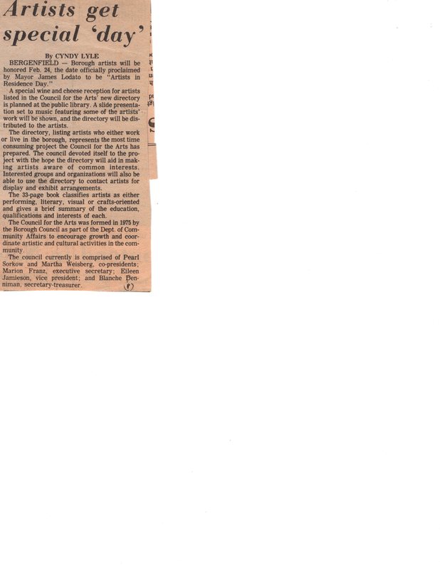Artists Get Special Day newspaper clipping The Sunday Post undated.jpg
