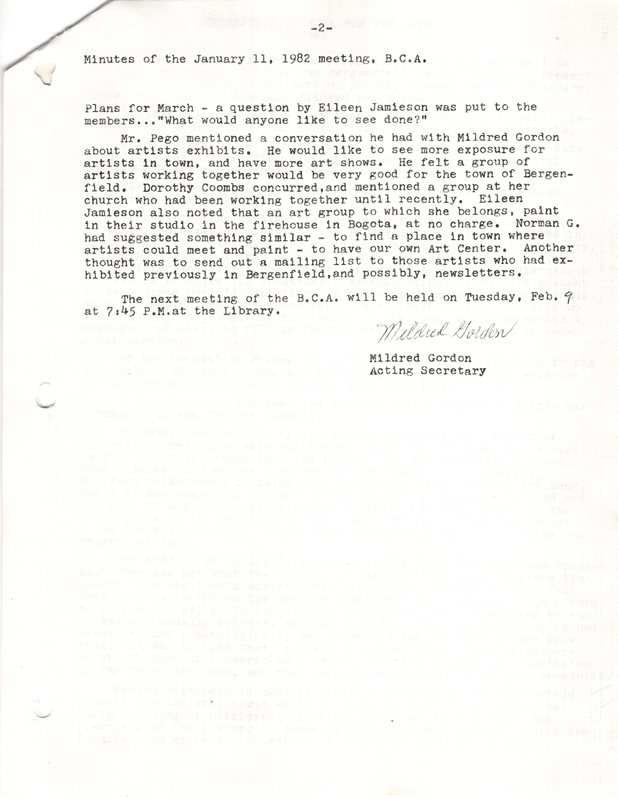 Bergenfield Council for the Arts minutes January 11 1982 P2.jpg