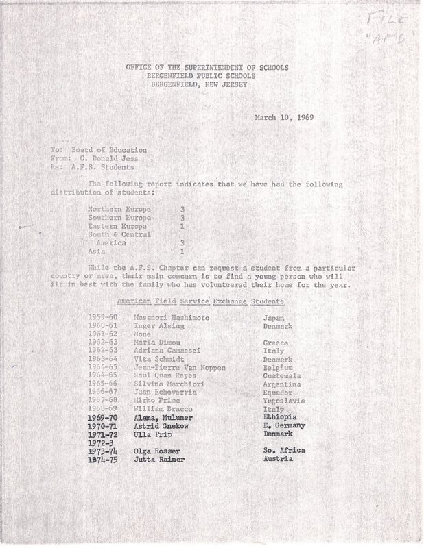 Correspondence between Clyde Christie and the Board of Education regarding AFS students March 10 1969 .jpg