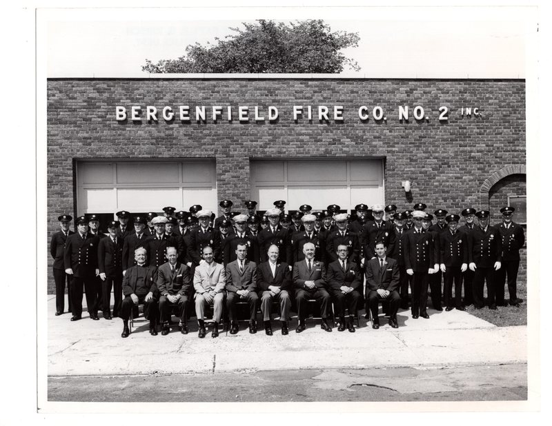 1 black and white photograph (8x10) Bergenfield Fire Co. No. 2 Inc., with Mayor Hugh Gillson and borough officials, Undated.jpg