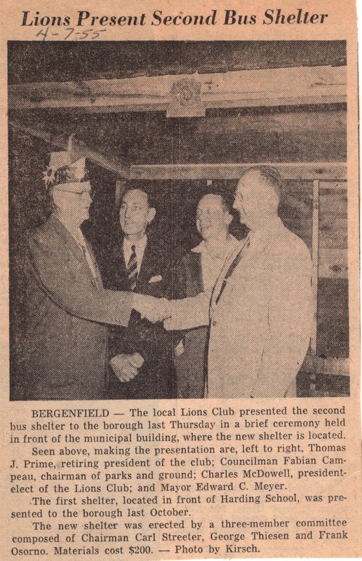 Lions Present Second Bus Shelter newspaper clipping April 7 1955.jpg