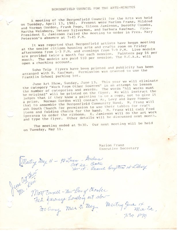 Bergenfield Council for the Arts minutes April 13 1982.jpg