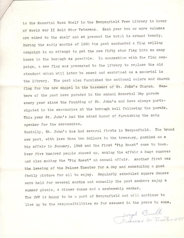 St Johns Memorial Post No 1537 history typewritten 4 pages Undated 4.jpg