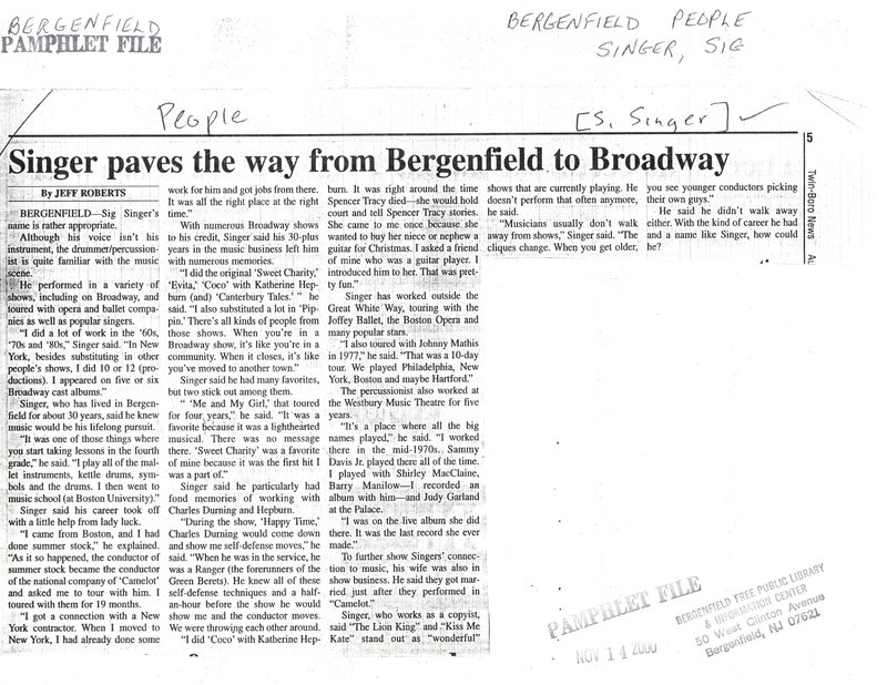 Singer Sig Singer Paves the Way From Bergenfield to Broadway twin boro news undated.jpg