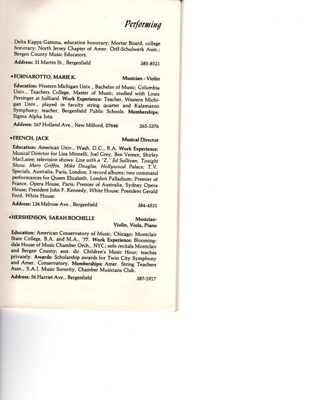 “Artists in Residence” booklet listing of performing, visual, crafts and literary artists in Bergenfield, 1977 P6.jpg