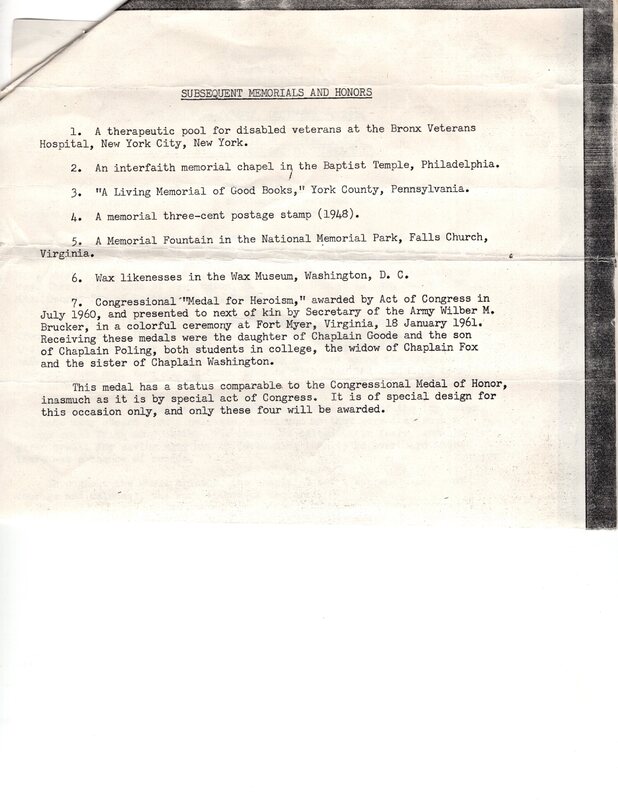 Four Chaplains Give Up Lifejackets to Troops Awarded DSC Posthumously copy of War Department press release Dec 3 1944 3.jpg