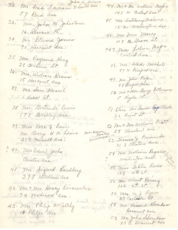 Handwritten and typed list of 50 year Bergenfield residents draft P3 back.jpg