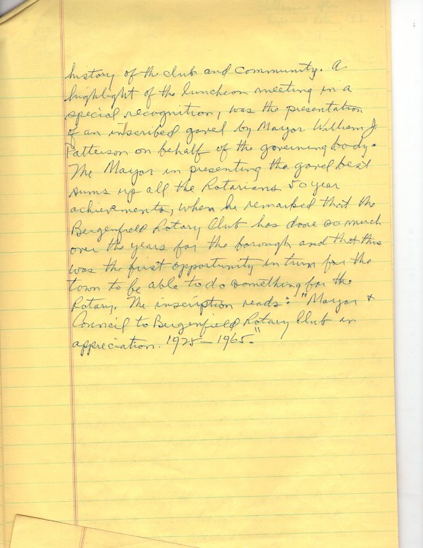 Dedication Bergenfield Rotary ClubHalf a Century of Service 1925 thru1975 10 pages of handwritten notes 10.jpg