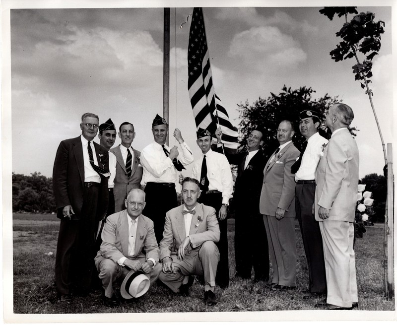 1 black and white photograph 8 x 10 Jewish War Vets Present Flag to Bergenfield.jpg