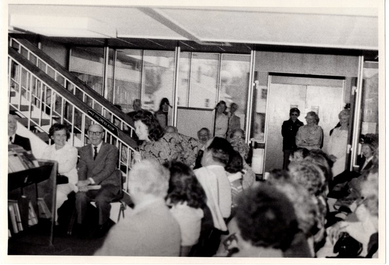 1 black and white photograph group sitting in the Bergenfield Library undated.jpg