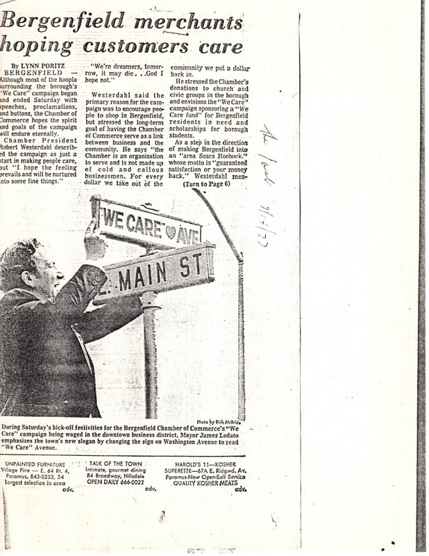 Bergenfield Merchants Hoping Customers Care newspaper clipping undated.jpg
