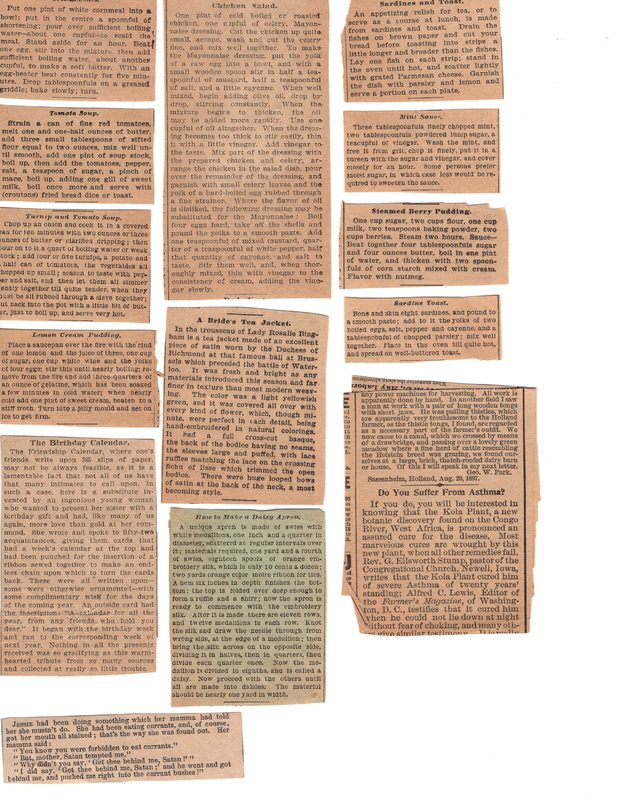 Assortment of 19th century periodicals and newspaper clippings of recipes and home remedies 5.jpg