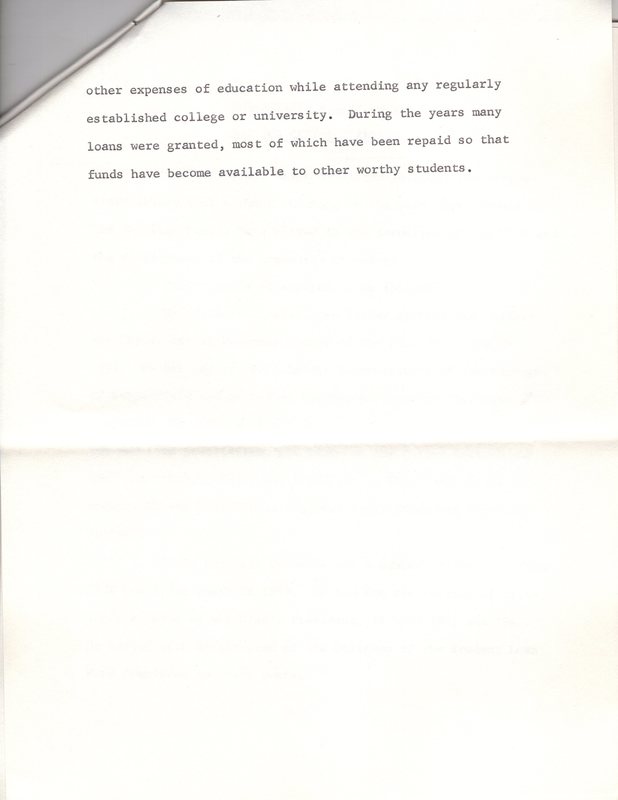Bergenfield Rotary Club Student Loan Fund and Bergenfield Rotary Club and the Christie Family typewritten 4 pages undated 2.jpg
