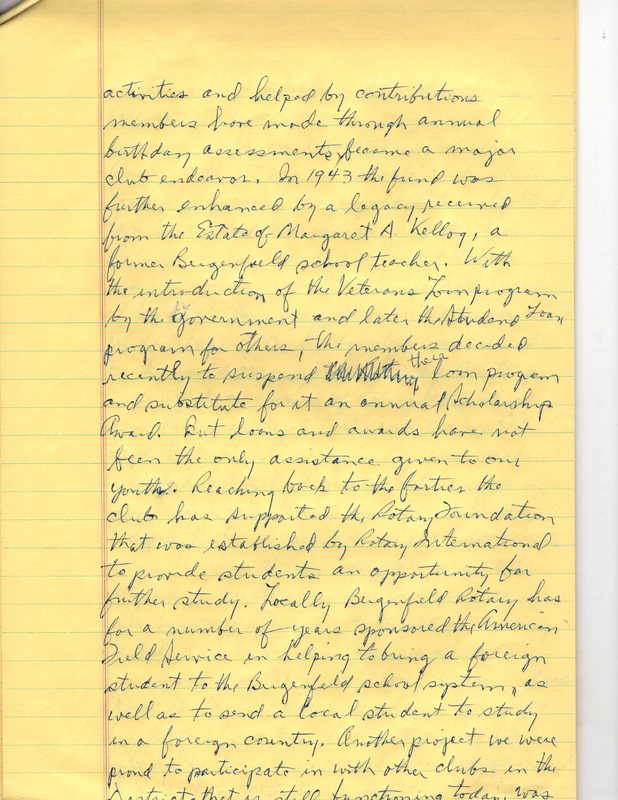 Dedication Bergenfield Rotary ClubHalf a Century of Service 1925 thru1975 10 pages of handwritten notes 8.jpg