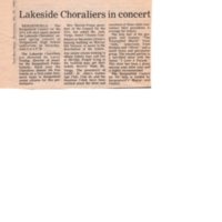 “Lakeside Choraliers in Concert,” (newspaper clipping) &quot;Twin Boro News,&quot; May 30, 1984