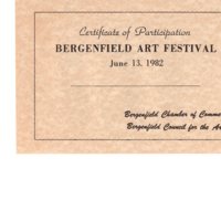 Certificate of Participation/Bergenfield Art Festival, June 13, 1982